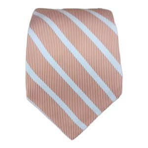 BARBA 7FOLD XL Salmon Striped Silk Tie ITALY 62"/ 3.7" EC